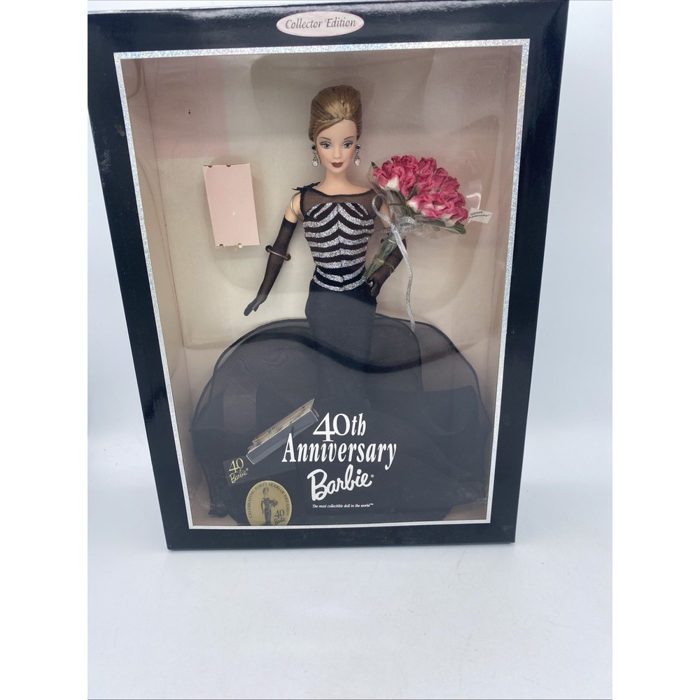 1999 40th Anniversary Barbie Doll Collector Edition Black dress roses #21384 NEW